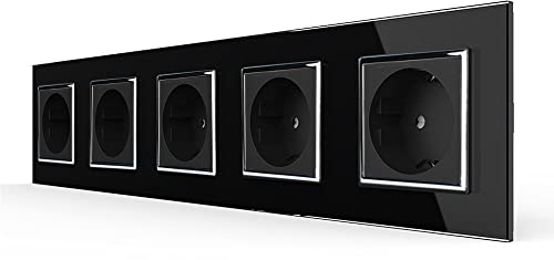 LIVOLO Steckdose Glasrahmen 5 Fach Schwarz mit Kindersicherung VL-C7C1EU-12 VL-C7C1EU-12 VL-C7C1EU-12 VL-C7C1EU-12 VL-C7C1EU-12 Schwarz