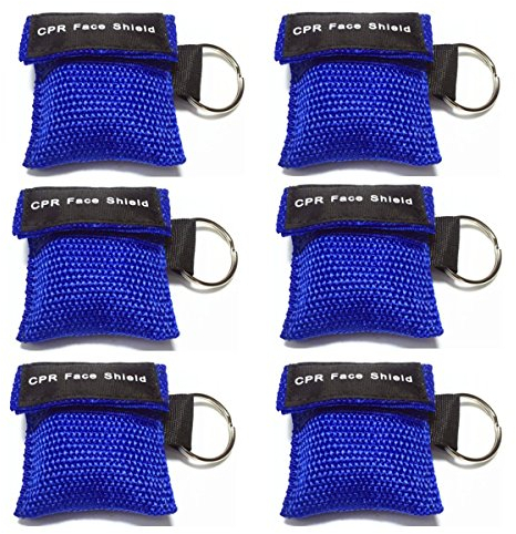 Lifesport Beatmungsmaske, 6 Stücke CPR Maske Schlüsselbund Ring Rescue Face Shields Emergency Kit Bea (Blau)