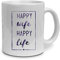 printplanet Tasse mit Spruch: Happy Wife Happy Life - beidseitig Bedruckt - Kaffeebecher, Mug, Becher, Kaffeetasse - Farbe Weiß