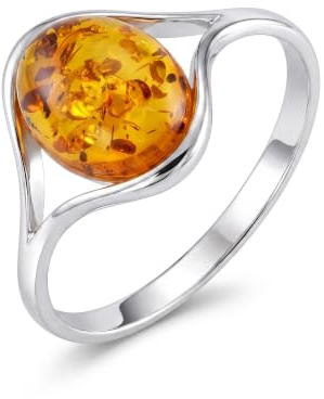 Holiday Gift Shops Sterling Silber und Baltischer Honig Bernstein Ring Khloe
