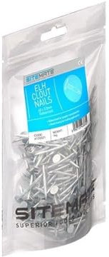 Sitemate Extra Large Head Clout Nails - 1/2 (13mm) - 3.00 Gauge - 1 Kg Bag - Galvanised