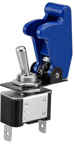 Heschen Interruttore a levetta in metallo a scatto, 12V 20A, SPST, ON/OFF 2 posizioni, 2 pin, con tappo impermeabile (Tappo blu)