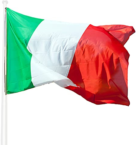 KliKil Bandera Italia Grande - 1 bandera italiana en poliéster náutico a prueba de viento, Bandera Italiana Para Exterior Jardin y Mastil, Italy Flag - 150x90 cm