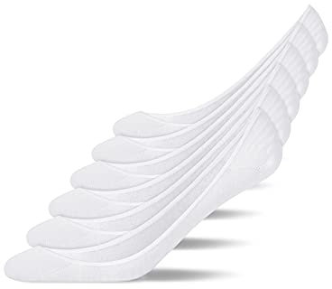 Snocks Soquettes Femme Basses en Coton - 6 Paires Blanches, Taille 39-42 - Chaussettes Invisibles Courtes