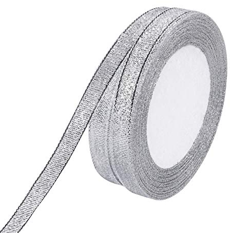 MOLSHINE 10mm x 45m (2 Rollen) Silber Organzabänder Schimmerndes, dünnes Glitzerband für Heimwerken,Basteln,Geschenkverpackung,Weihnachten Dekorative