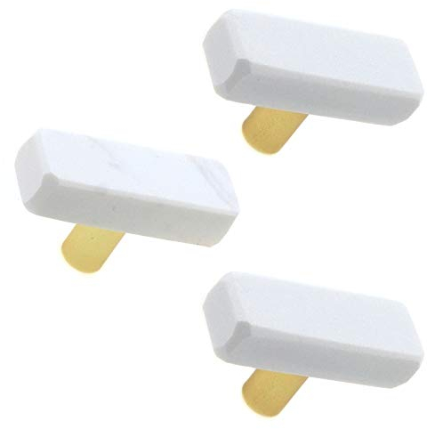 MY MIRONEY Marble Door Knobs and Handles White Marble Furniture Handle Decorative Drawer Pulls Kitchen Cabinet Knobs Pack of 3