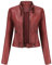 YFFUSHI Veste en Cuir Faux pour Femme à Col Montant Courte et à Manches Longues avec Fermeture Éclair - Style Moto Biker Rouge S