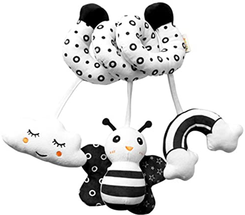 SWECOMZE Tier Baby Activity-Spirale Kette, Stoff-Spirale zum Greifen und Fühlen Mit Glocke Baby Spielzeug Für Babys und Kleinkinder ab 0+ Monaten (Biene)
