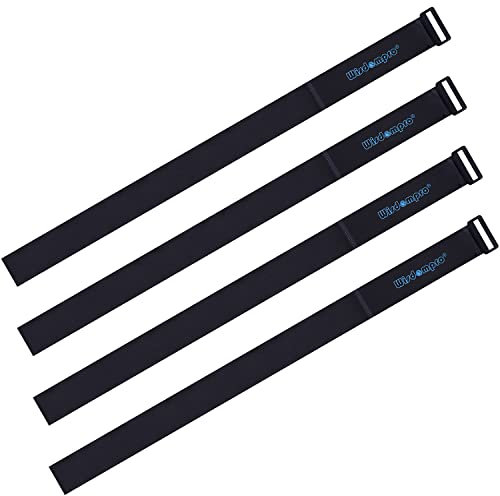 Wisdompro Klett Kabelbinder Schwarz 4 Stück, Klettband Kabelbinder Wiederverschließbar 5 cm x 153 cm Lang, Kabelbinder Set zum Organisieren von Kabeln, Yogamatten, Fahrrädern, Rohren (60 Zoll)