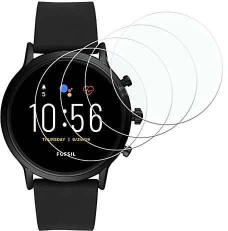 KELOLIN (4 Pièces) HDVerre Trempé pour Fossil Gen 5 (2020) / Fossil Gen 6 (2021), 9H Dureté, Anti-Rayures, HD Protection Ecran Verre Trempé Compatibles avec Fossil Gen 5 (2020) / Fossil Gen 6