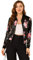 Allegra K Veste Bomber Femme Col Montant Zippé Imprimé Floral Costume d'Halloween Noir fleur rose XL