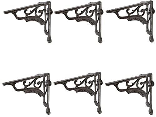 Hammer and Tongs - Ornate Iron Shelf Bracket - D200mm - Black - Pack of 6