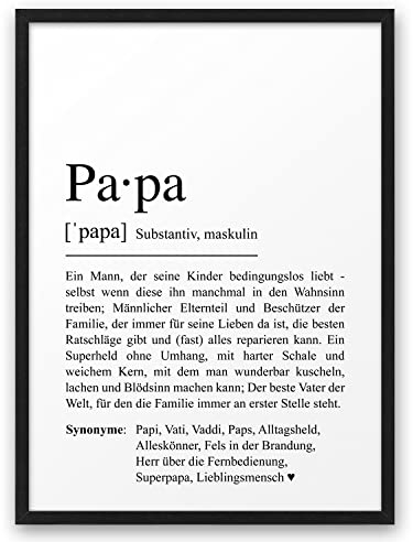 PAPA II DEFINITION | ABOUKI Kunstdruck ungerahmt | Vatertagsgeschenk Bild Papa ist der Beste Geschenkideen Papa Poster Danke Papa Geschenke | DIN A4 ohne Rahmen