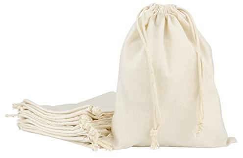 LEVIATAN Cottonbag Sac en Coton 10 Pièces | 25 x 30 cm | Sac en Tissu avec Cordon de Serrage | Sac à Lunch Sac Cosmétique | Sac à Bijoux | Sac à Fermeture éclair | Oeko-Tex 100 Standard Certifié