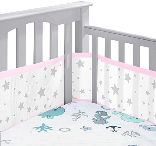 Bettumrandung Babybett,Baby Nestchen Bettumrandung,Kopfumrandung Babybett,Atmungsaktive Krippenumrandung,Babybett Atmungsaktiver Kollisionsschutz,Nestchen für Kinderbetten,Babybett Umrandungen