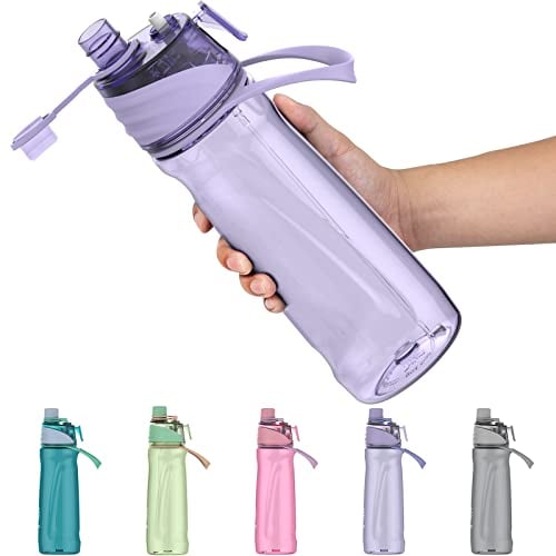 Healter 950ml Gourde brumisateur enfant Bouteille sport pour hydratation en extérieur Bouteille d'eau de cyclisme étanche pour Fitness et sports de plein(Violet)