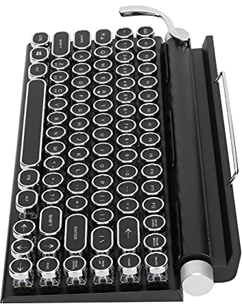 ciciglow Gaming-Tastatur, Retro-Punk-Schreibmaschinen-Stil Hochfeste, abnehmbare Punk-Tastenkappe Stilvolle Schwarze mechanische Tastatur für Spiel und Büro