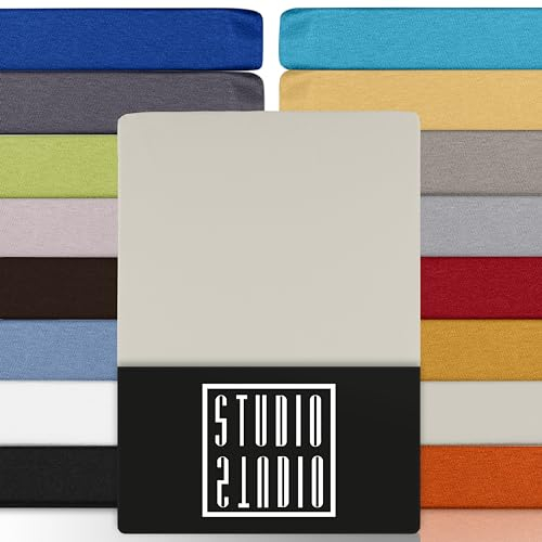 STUDIO Basic Spannbettlaken 90x200 cm Doppelpack – Jersey-Spannbetttuch aus 100 % gekämmter Baumwolle – Schnee – Öko-Tex Zertifiziert, bügelfrei & elastisch – für Matratzen 15–25 cm
