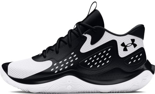 Under Armour Mens UA Jet 23 Basketball Shoes Unisex Trainers, Schwarz Weiß Schwarz, 50.5 EU