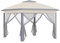 Outsunny Carpa Plegable 3,3x3,3 m Cenador de Jardín con Altura Ajustable en 3 Niveles Doble Techo 4 Mosquiteras Extraíbles y Bolsa de Transporte Impermeable Anti-UV Gazebo para Exterior Fiestas Beige