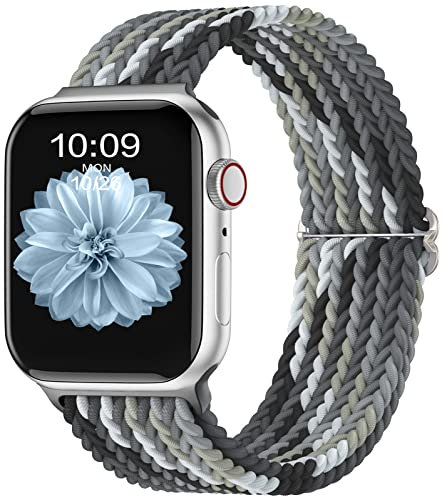 CeMiKa Braided Solo Loop Straps Compatible with Apple Watch Strap 44mm 45mm 46mm 49mm, Stretchy Straps Elastic Sport Band for Apple Watch SE/iWatch Series 10 9 8 7 6 5 4 3 Ultra 2 1, Women Men