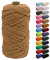 Uiopa Macrame Cord 5mm x 90m, Thick Macrame Rope 8-Strand Braided Cotton Rope, Khaki Cotton Cord for Plant Hangers, Wall Hanging, Dream Catcher, Garden, DIY Projects