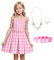 Difforever Costume de bar rose pour fille Margot Robbie - Costume d'Halloween et de cosplay