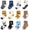 YANWANG 12 Pairs Non-Skid Cotton Socks with Grip for Baby Toddler Boys Girls（KB165-panda，3-12 Months
