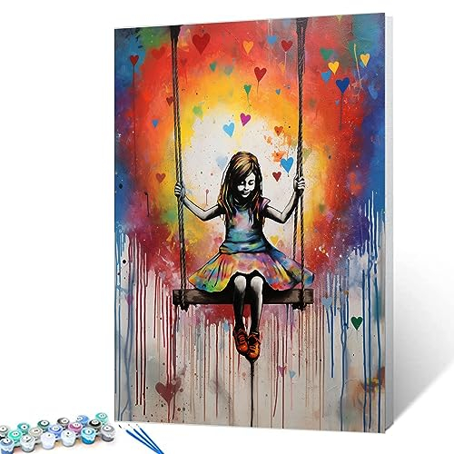 Tucocoo Kit de peinture par numéros sur toile colorée de 40,6 x 50,8 cm, peinture à l'huile numérique à faire soi-même pour adultes avec pinceaux et pigments acryliques, image pop art de rue pour