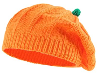 JAWSEU Eltern-Kind Hüte, Halloween Kürbismütze Mutter und Baby Kürbis Strick Barett Hut Familie passende Barett Frauen Häkelmütze Baby Winter Wärmer Hut Strickmütze Schiebermütze - Erwachsener