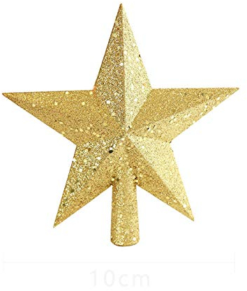 Weihnachtsbaumspitze Stern, 1PC Weihnachtsschmuck Fünfzackiger Stern Weihnachtsbaum Top Ornaments Geschenke Weihnachtsbaum Stern Christbaumspitze Glitzernde Mini-Weihnachtsbaumspitze für (B, One Size)