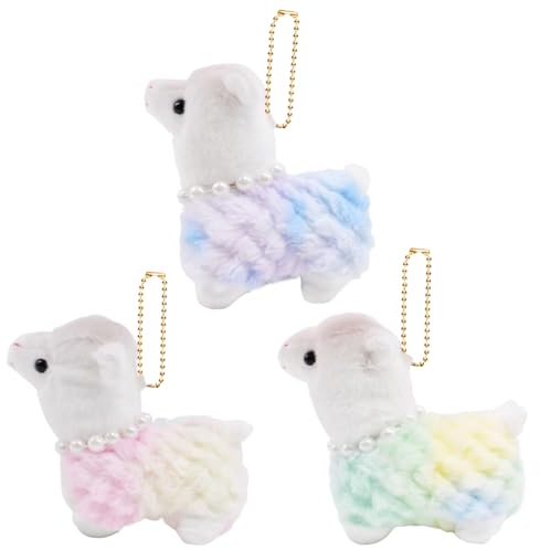 FLyifE 3pcs Alpaka Stofftier Plüschtier, Mini Lama Kuscheltiere, Alpaka Plüsch Schlüsselanhänger, Plüschtier Schlüsselanhänger, Schlüssel Tasche Dekor, Handtasche Charme Zubehör