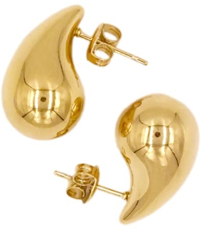 Heideman Tropfen Ohrringe für Damen - aus hochwertigem Edelstahl - silber gold farbend poliert - Ohrstecker für Frauen - Trend Ohrschmuck Drops Größe S