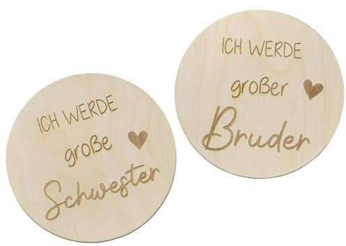 FeinFaktur Ich werde große Schwester - Ich werde großer Bruder - New Born- Baby - Fotoshooting Baby- Geschwister - Schwester- Bruder- Holzplättchen