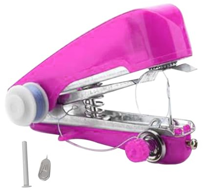 Handnähmaschine, Tragbar, Mini-Heimhefter, Einfach zu Bedienen, Leicht, Langlebig, Wiederverwendbar, Kompaktes Design, Praktisches Nähen für den Notfall, Reisen (PINK)