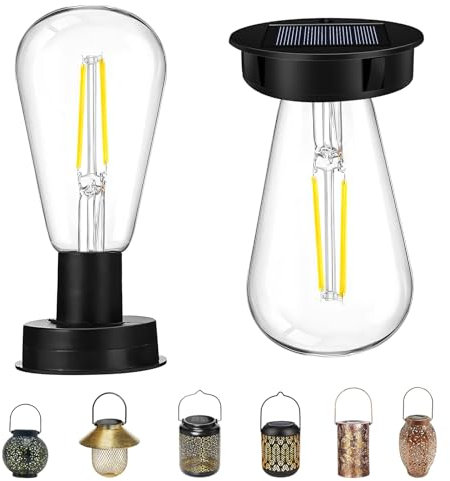 Solar Glühbirnen für Draußen, Garten Solarleuchten Ersatzteile, 8,2cm Solarleuchten Ersatz Top mit Heller LED Glühbirne, Transparente Solar Glühbirne für Solarlampen Solarlaterne Gartenleuchten