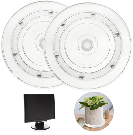 2 Pièces Plateau Tournant, 15cm Plateau Tournant Universel à 360° Supporte, Transparent Plateau Pivotant Rond Plateau Tournant Manuel avec Roulements à Billes en Acier pour TV Ordinateur Artisanat