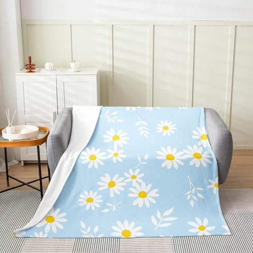 VXTTSD Colorful floral daisy plant bed blanket,light and comfortable sofa bedroom blanket,Personalised Blanket,Lightweight Blankets (A 240x220cm)