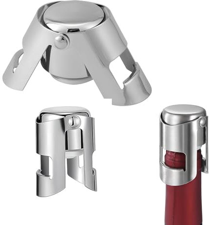 ONEWEST 2 Pcs Sektverschluss,Edelstahl Sektflaschenverschluss,Mehrweg Sektverschluss Flaschenverschluss für Champagner/Prosecco/Cava/Schaumwein-Silber
