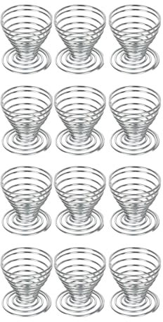 Yitobici Eierbecher aus Edelstahldraht-Spiralfedern,EierStänder Eierhalter,Eierhalter Stapelbar,Frühstück Gekochtes Kochwerkzeug (12Stück)