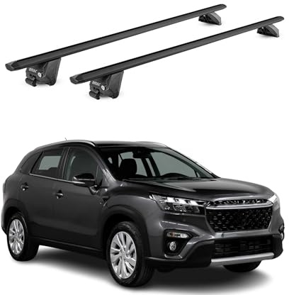 OMAC Dachträger für Opel Crossland/Crossland X 2017-24 Aluminium Schwarz | TÜV geprüft, bis 100 kg Traglast, T-Nut-Befestigung, für integrierte Dachreling geeignet, Querträger, Grundträger