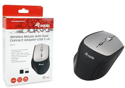 Equip 245115 Kabellose Maus mit Dual Connect Adapter (USB-C+A)