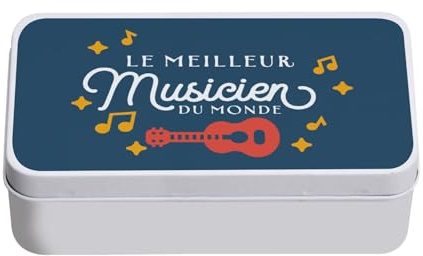 Fabulous Blaue Metallbox - Der Beste Musiker der Welt Musik Rock Gitarre Klassisches Instrument - 11 x 18,5 x 5,5 cm - Aufbewahrungsbox, Schlüssel, Werkzeuge, Lunchbox, Zucker, Keks