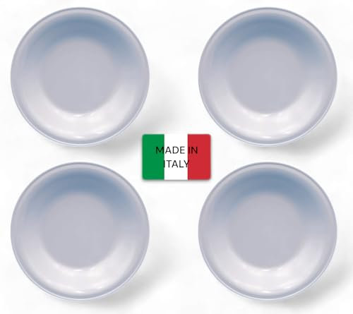 Dekorah 4 Piatti Fondi in melamina italiana, molto resistenti (230 grammi) per 22 cm, facili da pulire anche in lavastoviglie. Ideali per Mense Scolastiche, Catering, Camping,barche, case di riposo.