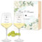Maverton 2er Weingläser Set mit Gravur in Holzkiste - 490 ml Wein Gläser Set mit Namen und Datum - Hochzeitsgeschenk - personalisierte Geschenke für Paar zur Hochzeit zum Hochzeitstag