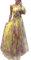Robe Mariage Invitée Femme Ete Dentelle Fluide Maille Robe Femme Chic Et Elegant Mariage Boheme Fleurie Vetement Ete sans Manches De Cérémonie Portefeuille Élégante Summer Dress(Jaune,L)