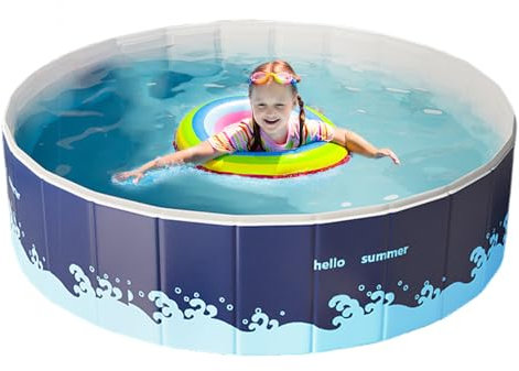 Iouyjiu plegable piscina, portátil baño cuenca, espacio ahorro de agua de baño, duradero PVC construcción rápida diseño de drenaje grande ideal para backyard Water Fun, 2,6 x 3,7 x 4,7 x 6 kg