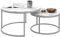 Ginhow 2 Teilig Wohnzimmertisch Weiß, Beistelltische-Set Rund, Set mit 2 Couchtische mit Stabiles Metallbein, Ø70 + Ø50 cm (Weiß und Silber)