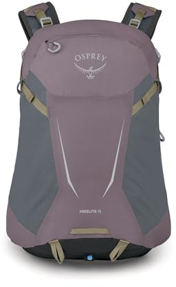 Osprey Hikelite Unisex Hiking Bag, 18L, Graphite Purple | daypack, travel daypack, camping pack, rain cover, wet weather carry, Purple color, OS size