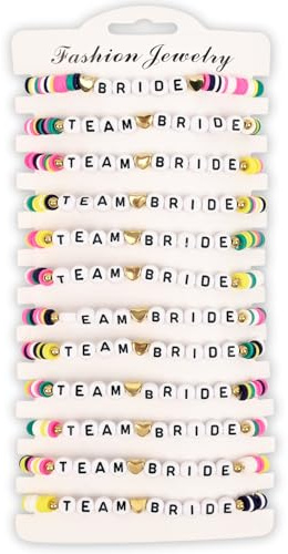 12er-Set Team-Braut-Armbänder, Braut-Accessoires aus weicher Keramik, Braut-Perlenarmband für Junggesellinnenabschiede, Brautjungfern-Armbänder für Hochzeiten, Junggesellinnenabschiede, Verlobungen